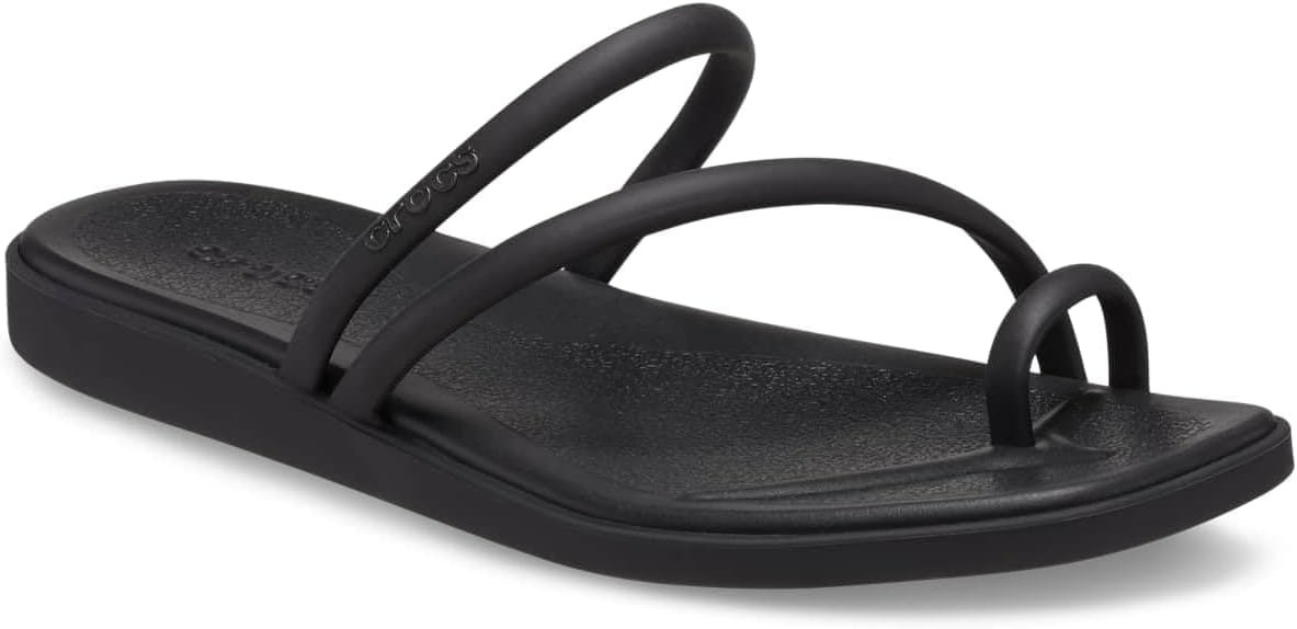 image:imageCrocs Womens Miami Toe Loop Sandals Square Toe Flat Flexible Straps Croslite Foam FootbedBlack