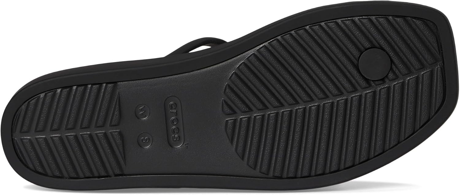 image:imageCrocs Womens Miami Toe Loop Sandals Square Toe Flat Flexible Straps Croslite Foam FootbedBlack Studs