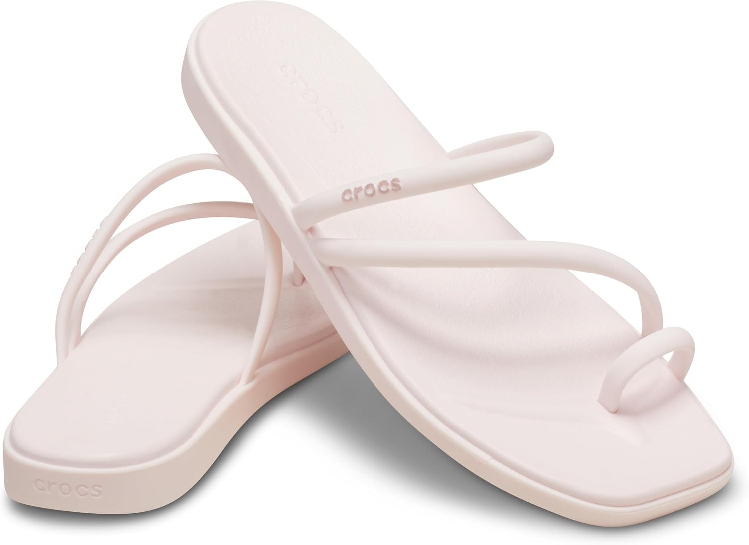 image:imageCrocs Womens Miami Toe Loop Sandals Square Toe Flat Flexible Straps Croslite Foam FootbedBubble Ice