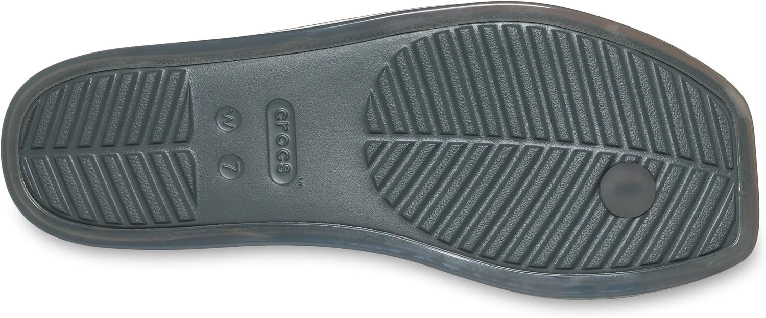 image:imageCrocs Womens Miami Toe Loop Sandals Square Toe Flat Flexible Straps Croslite Foam FootbedCarbon Jelly