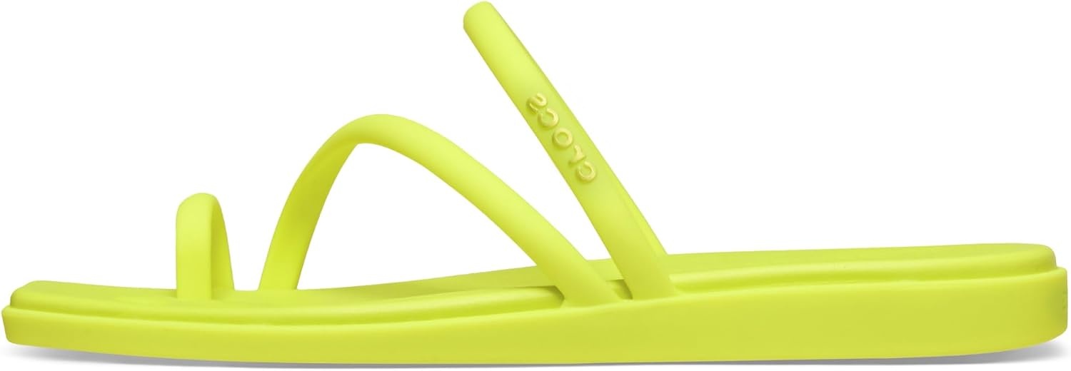 image:imageCrocs Womens Miami Toe Loop Sandals Square Toe Flat Flexible Straps Croslite Foam FootbedCitrus