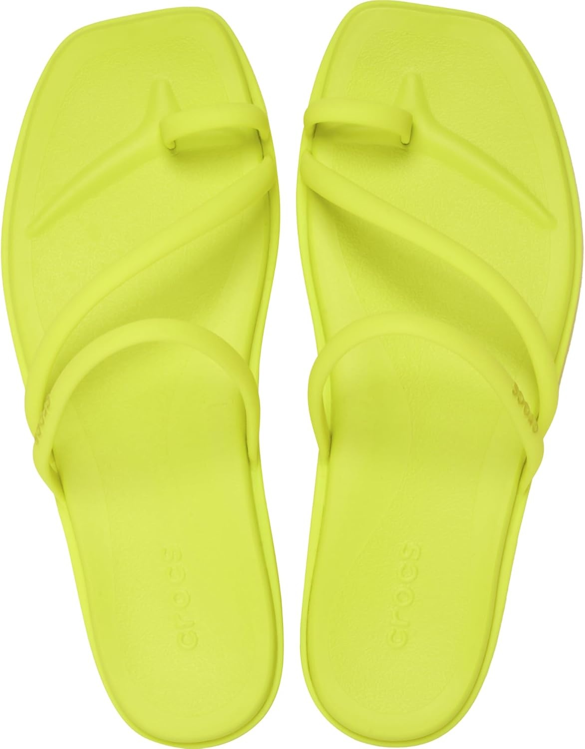 image:imageCrocs Womens Miami Toe Loop Sandals Square Toe Flat Flexible Straps Croslite Foam FootbedCitrus