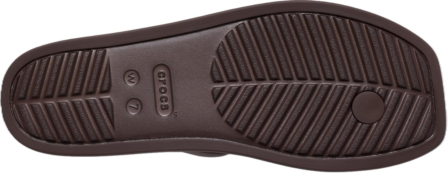 image:imageCrocs Womens Miami Toe Loop Sandals Square Toe Flat Flexible Straps Croslite Foam FootbedCoffee