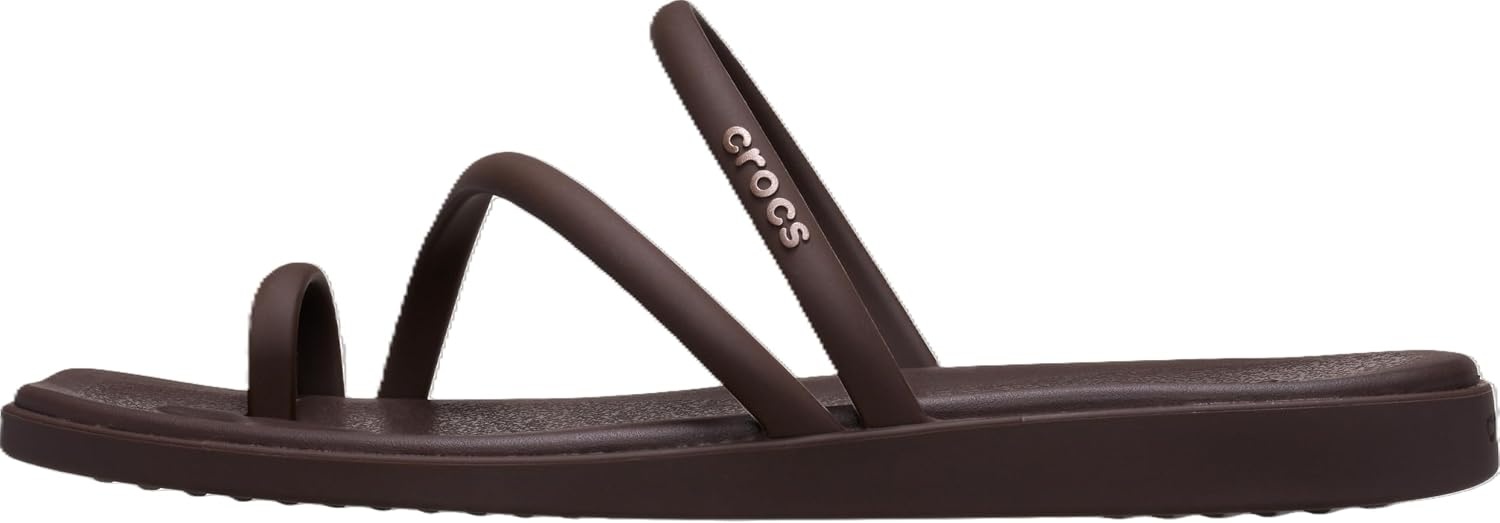 image:imageCrocs Womens Miami Toe Loop Sandals Square Toe Flat Flexible Straps Croslite Foam FootbedCoffee