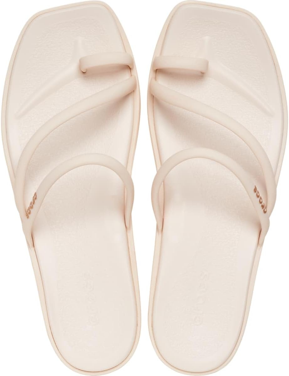 image:imageCrocs Womens Miami Toe Loop Sandals Square Toe Flat Flexible Straps Croslite Foam FootbedDew
