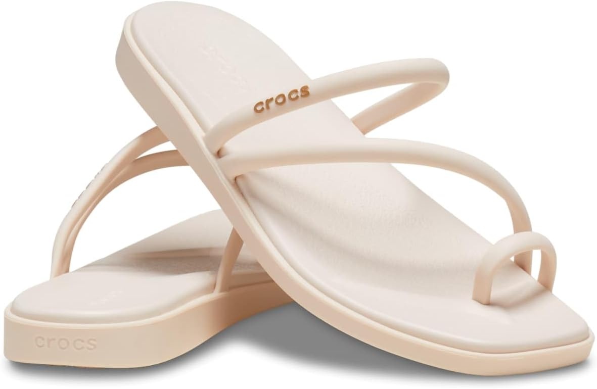 image:imageCrocs Womens Miami Toe Loop Sandals Square Toe Flat Flexible Straps Croslite Foam FootbedDew