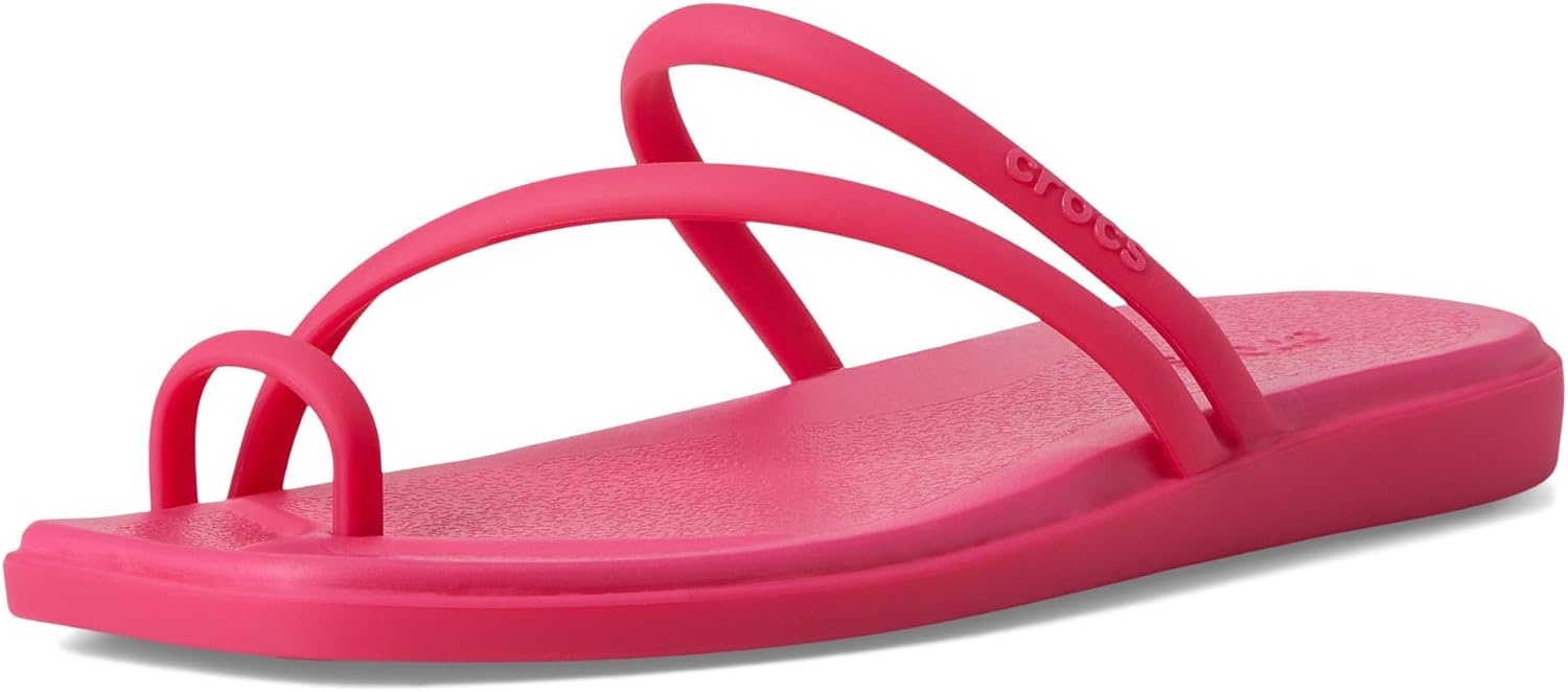image:imageCrocs Womens Miami Toe Loop Sandals Square Toe Flat Flexible Straps Croslite Foam FootbedDragon Fruit