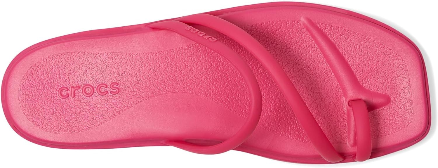 image:imageCrocs Womens Miami Toe Loop Sandals Square Toe Flat Flexible Straps Croslite Foam FootbedDragon Fruit