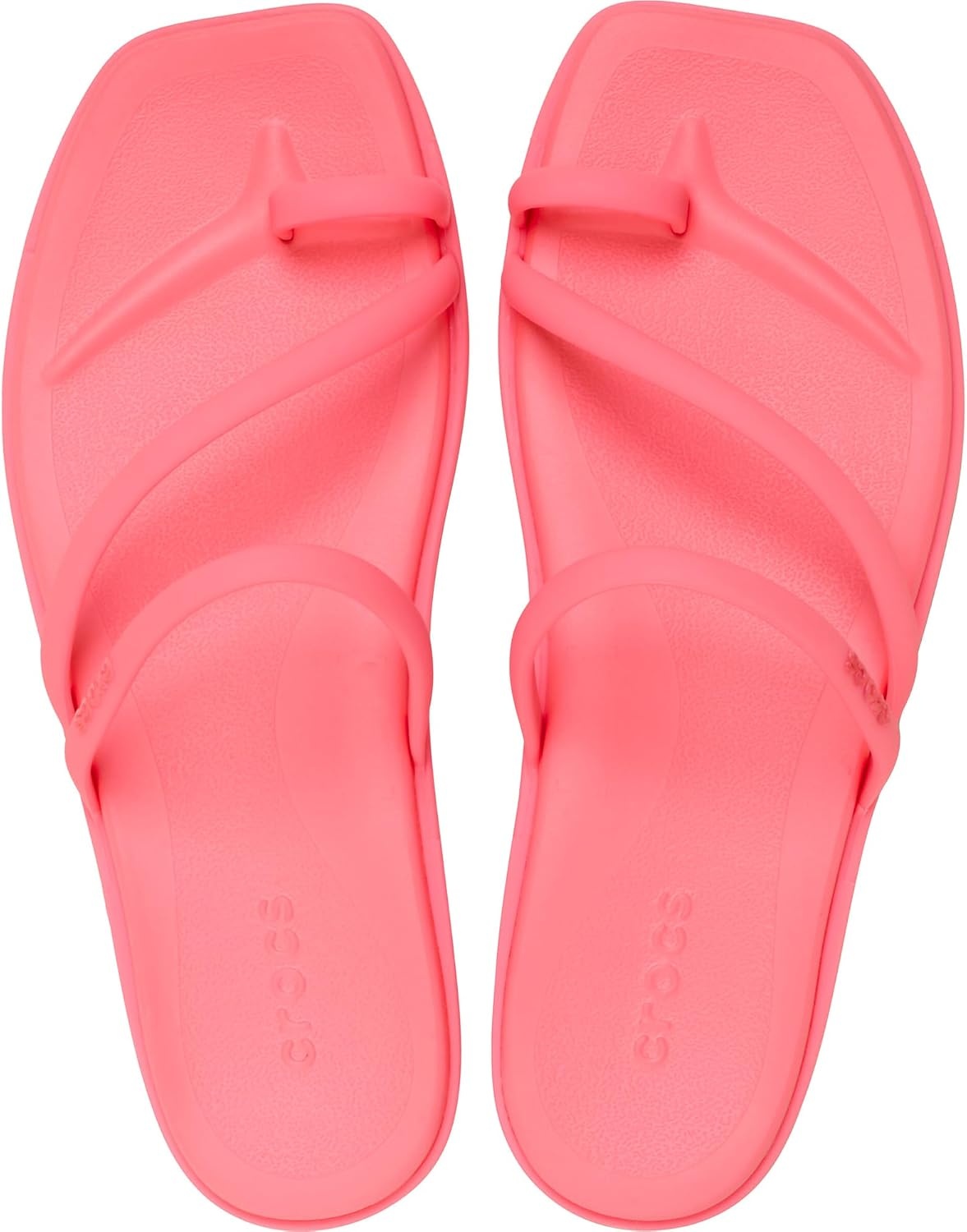 image:imageCrocs Womens Miami Toe Loop Sandals Square Toe Flat Flexible Straps Croslite Foam FootbedGuava