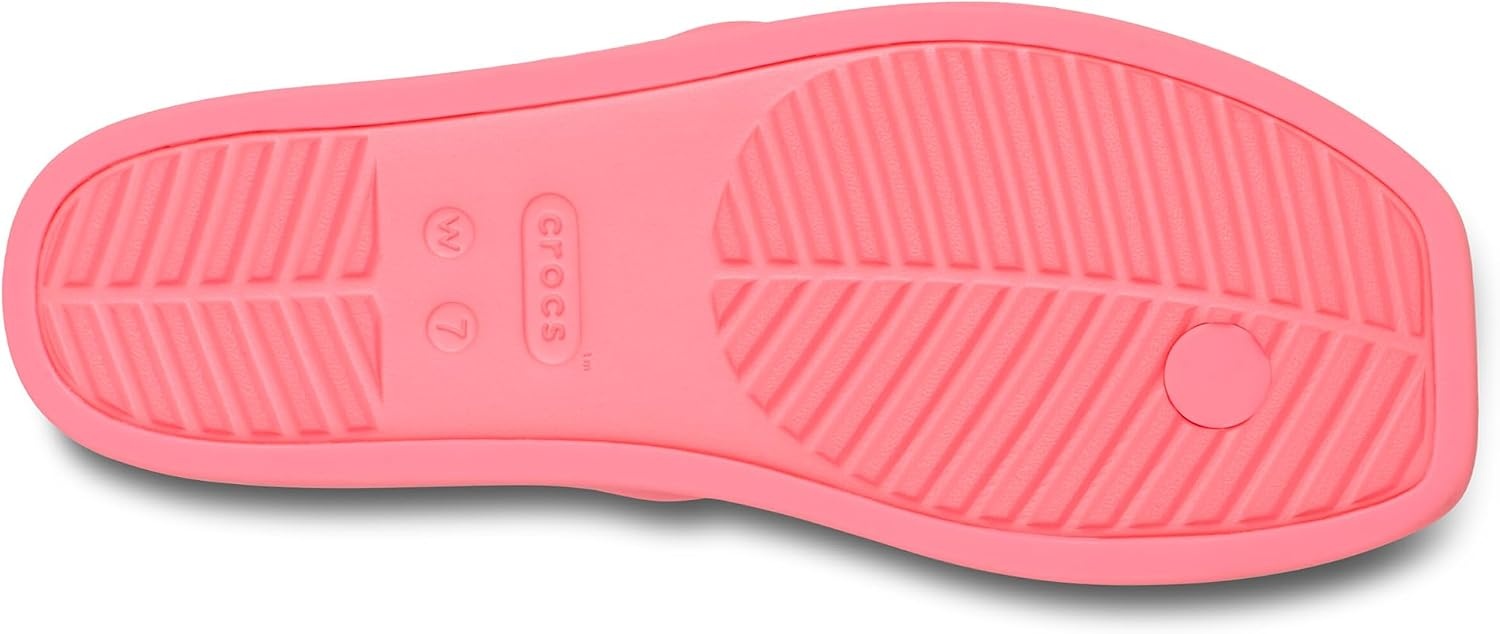 image:imageCrocs Womens Miami Toe Loop Sandals Square Toe Flat Flexible Straps Croslite Foam FootbedGuava