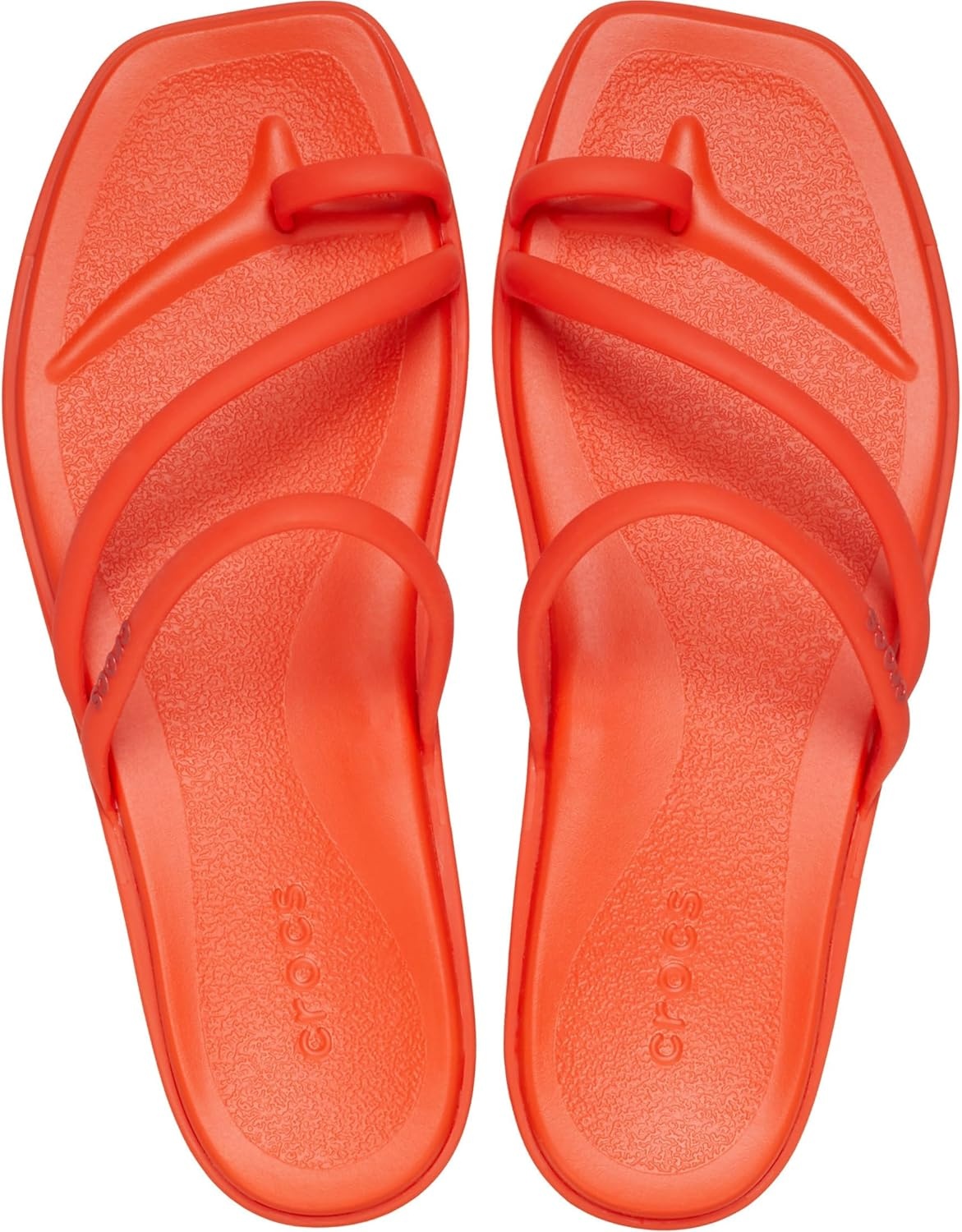image:imageCrocs Womens Miami Toe Loop Sandals Square Toe Flat Flexible Straps Croslite Foam FootbedLava