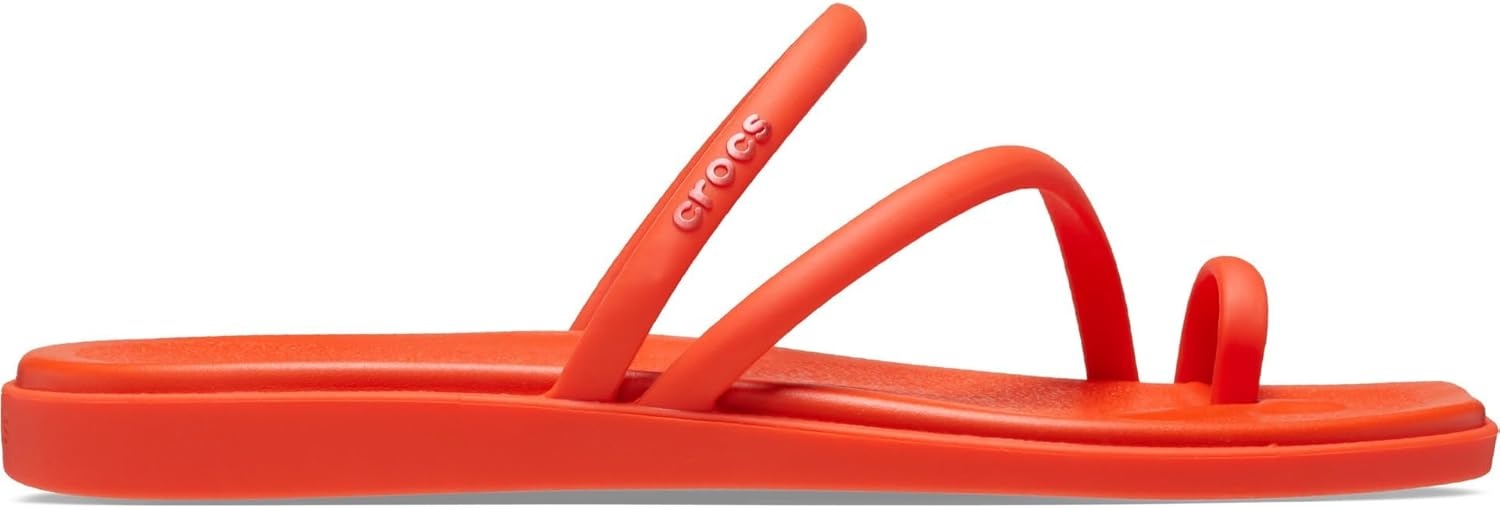 image:imageCrocs Womens Miami Toe Loop Sandals Square Toe Flat Flexible Straps Croslite Foam FootbedLava