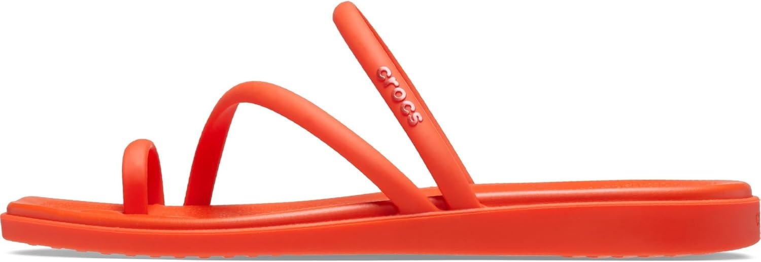 image:imageCrocs Womens Miami Toe Loop Sandals Square Toe Flat Flexible Straps Croslite Foam FootbedLava