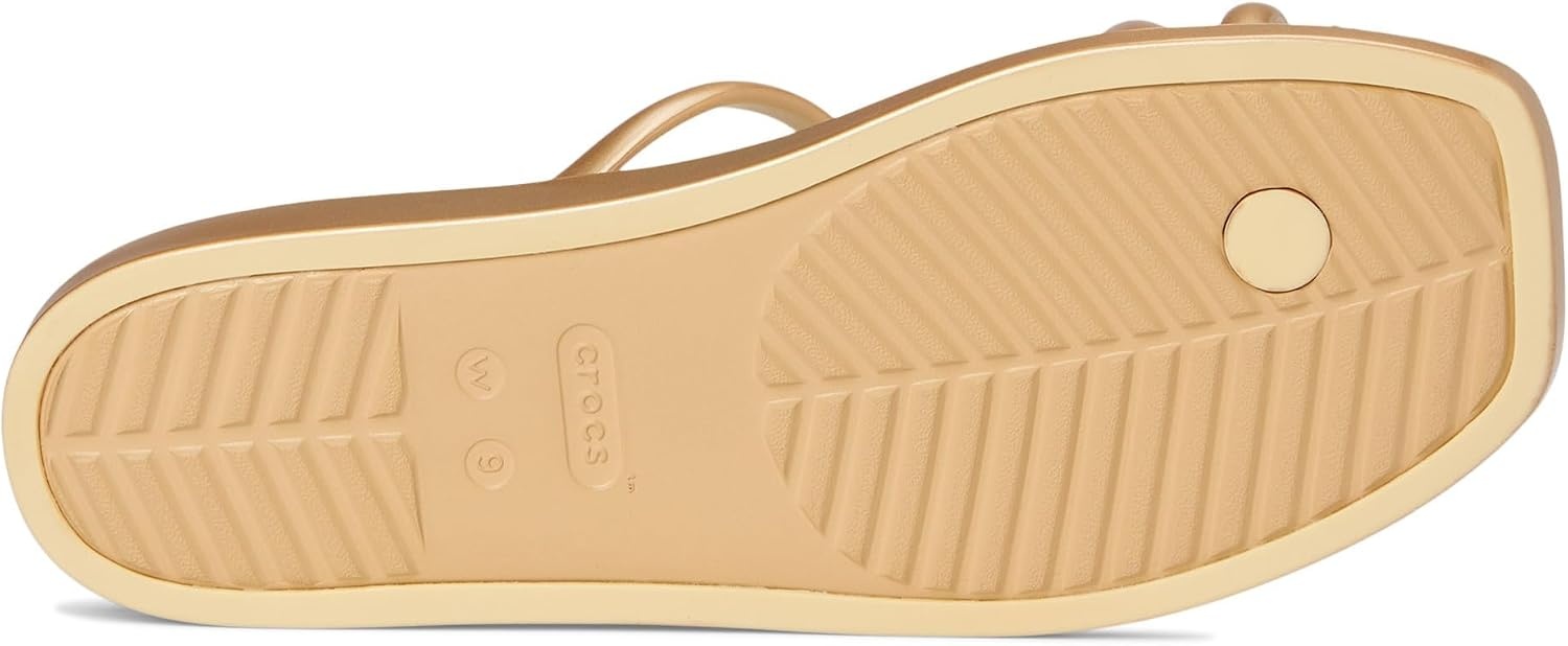 image:imageCrocs Womens Miami Toe Loop Sandals Square Toe Flat Flexible Straps Croslite Foam FootbedMetallic Gold