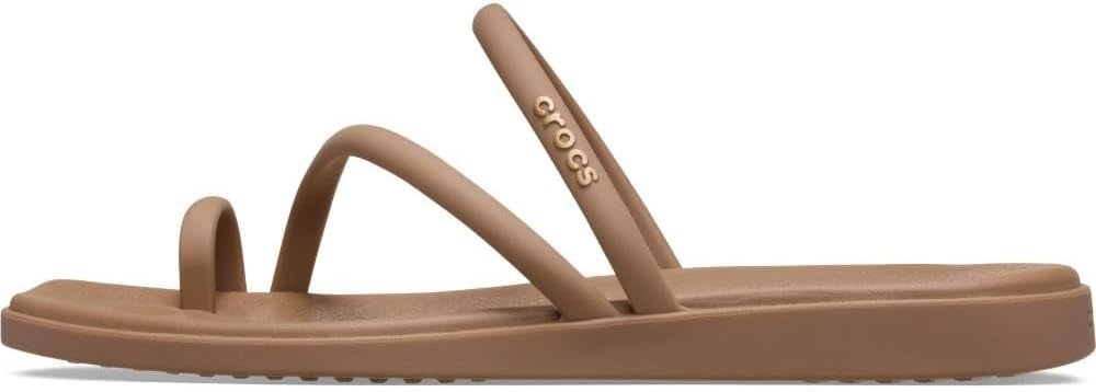 image:imageCrocs Womens Miami Toe Loop Sandals Square Toe Flat Flexible Straps Croslite Foam FootbedMilk Chocolate