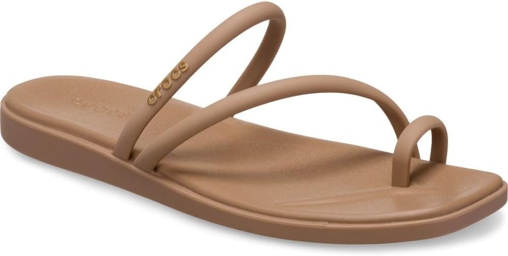 image:imageCrocs Womens Miami Toe Loop Sandals Square Toe Flat Flexible Straps Croslite Foam FootbedMilk Chocolate