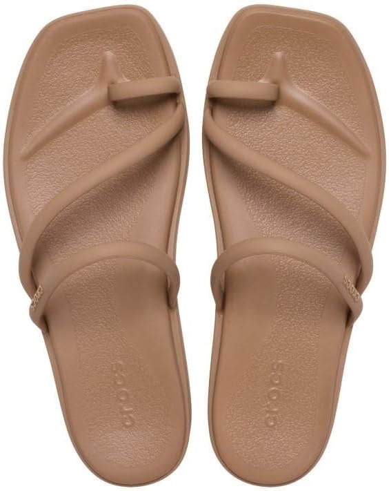 image:imageCrocs Womens Miami Toe Loop Sandals Square Toe Flat Flexible Straps Croslite Foam FootbedMilk Chocolate