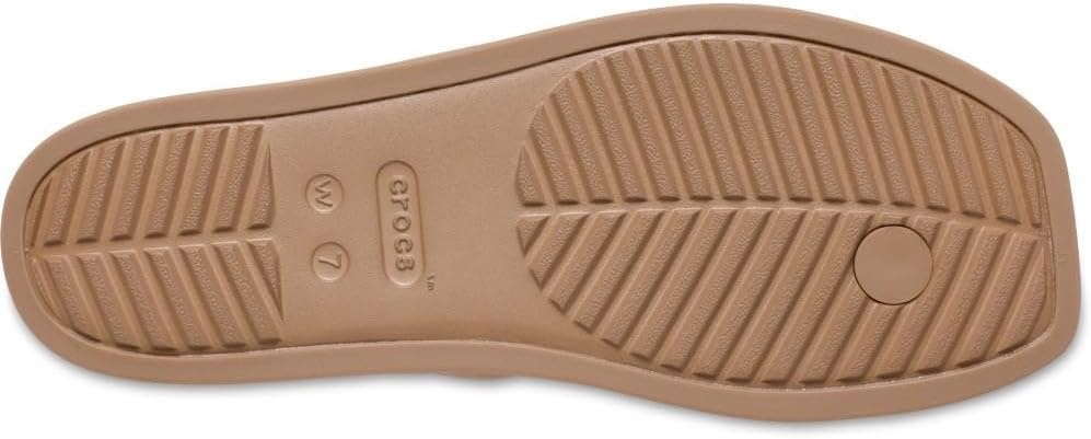 image:imageCrocs Womens Miami Toe Loop Sandals Square Toe Flat Flexible Straps Croslite Foam FootbedMilk Chocolate