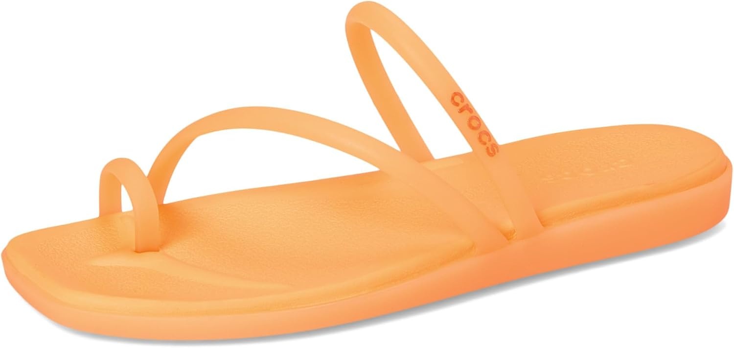 image:imageCrocs Womens Miami Toe Loop Sandals Square Toe Flat Flexible Straps Croslite Foam FootbedOrangesicle