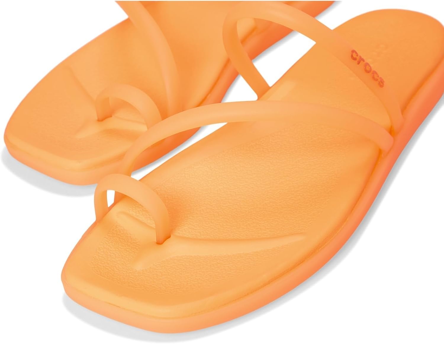 image:imageCrocs Womens Miami Toe Loop Sandals Square Toe Flat Flexible Straps Croslite Foam FootbedOrangesicle