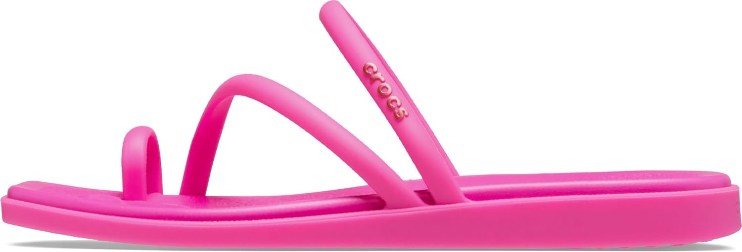image:imageCrocs Womens Miami Toe Loop Sandals Square Toe Flat Flexible Straps Croslite Foam FootbedPink Crush