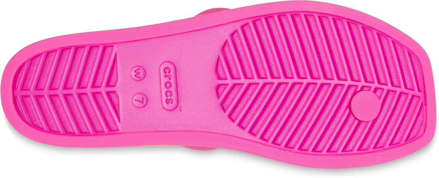 image:imageCrocs Womens Miami Toe Loop Sandals Square Toe Flat Flexible Straps Croslite Foam FootbedPink Crush