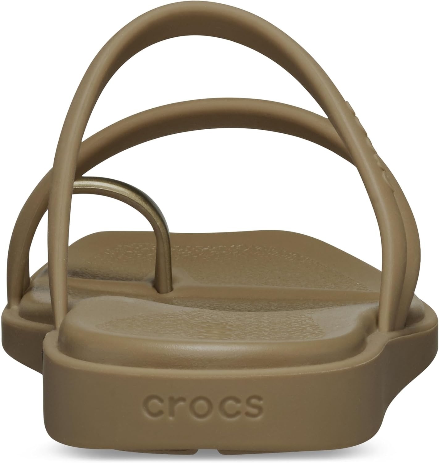 image:imageCrocs Womens Miami Toe Loop Sandals Square Toe Flat Flexible Straps Croslite Foam FootbedSepia Metallic