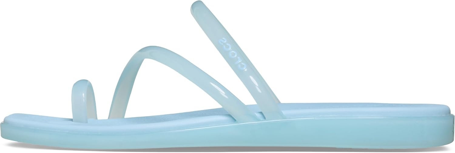 image:imageCrocs Womens Miami Toe Loop Sandals Square Toe Flat Flexible Straps Croslite Foam FootbedSky Blue Jelly