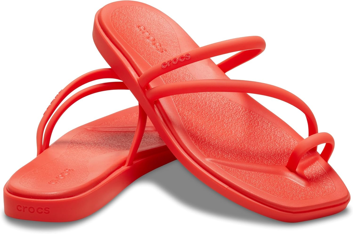 image:imageCrocs Womens Miami Toe Loop Sandals Square Toe Flat Flexible Straps Croslite Foam FootbedStarfish