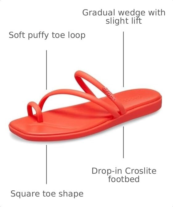 image:imageCrocs Womens Miami Toe Loop Sandals Square Toe Flat Flexible Straps Croslite Foam FootbedStarfish