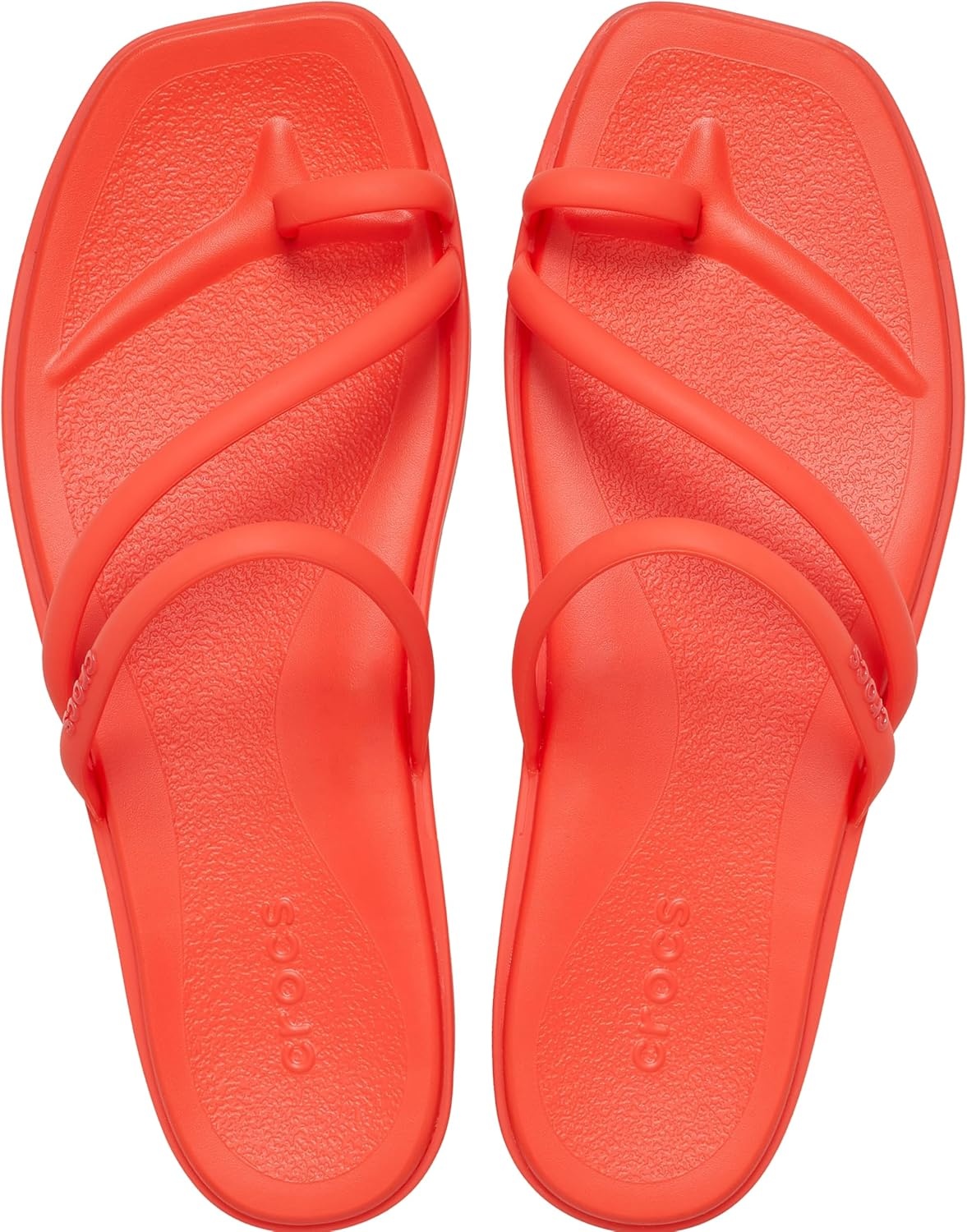 image:imageCrocs Womens Miami Toe Loop Sandals Square Toe Flat Flexible Straps Croslite Foam FootbedStarfish