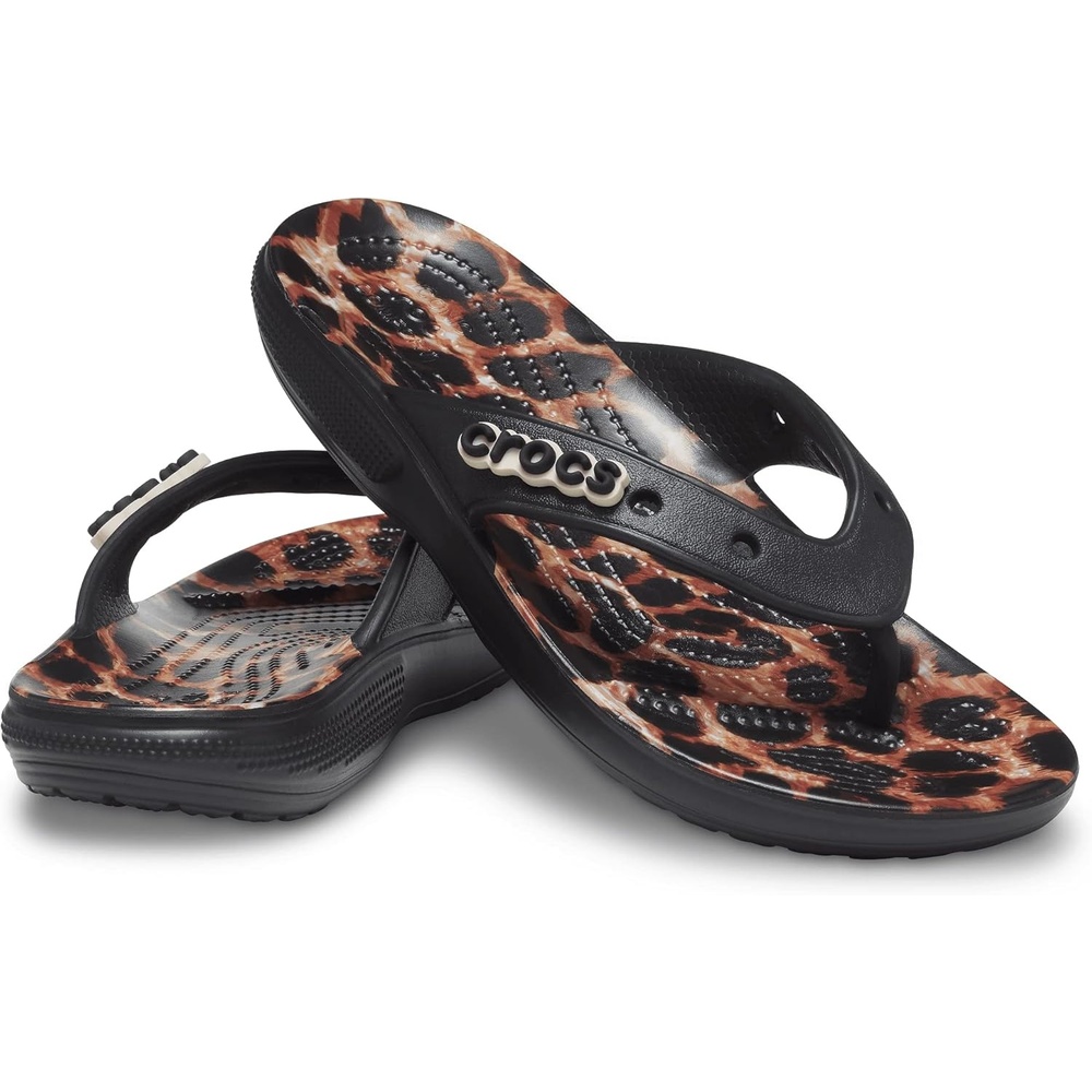 image:imageCrocs Unisexs Classic Flip FlopsBlackLeopard