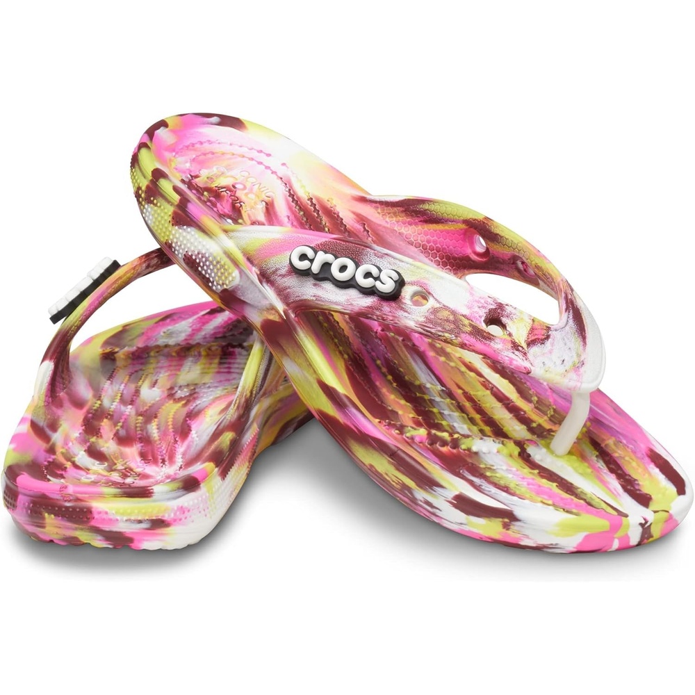 image:imageCrocs Unisexs Classic Flip FlopsElectric PinkMulti Marbled