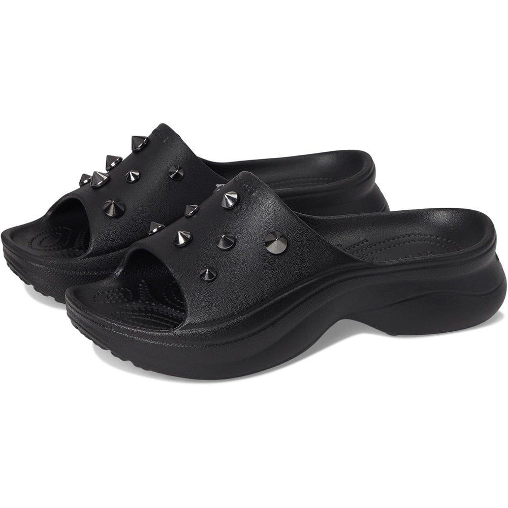 image:imageCrocs Womens Bae Slide Platform SandalsBlack Studded