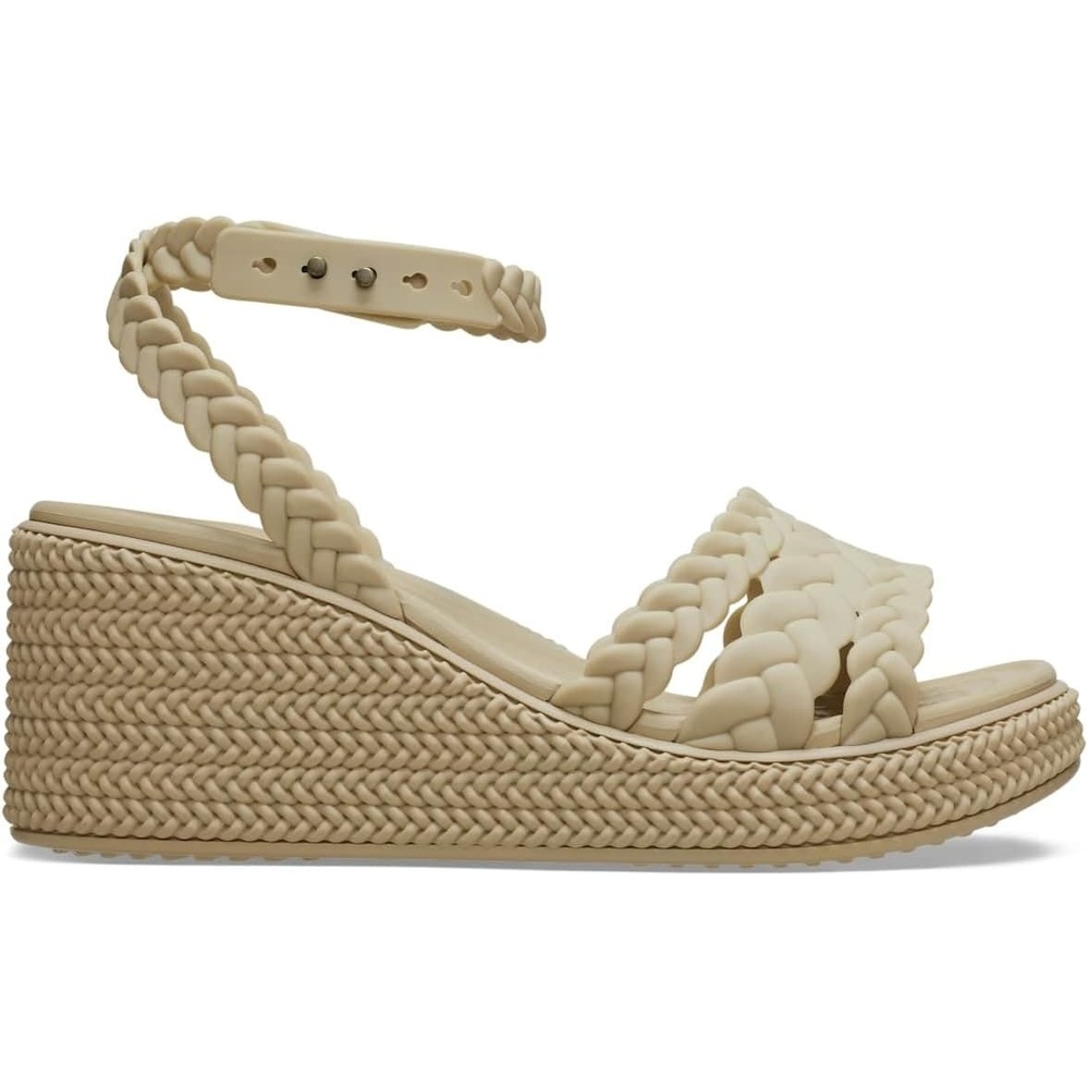 image:imageCrocs Womens Brooklyn Ankle Strap WedgesLatteMushroom