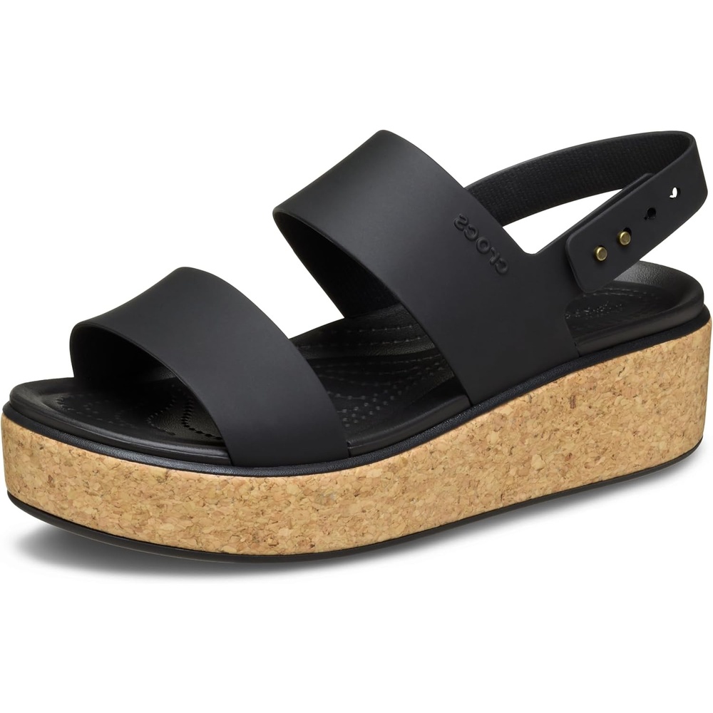 image:imageCrocs Womens Brooklyn Cork Low WedgeBlackBlack