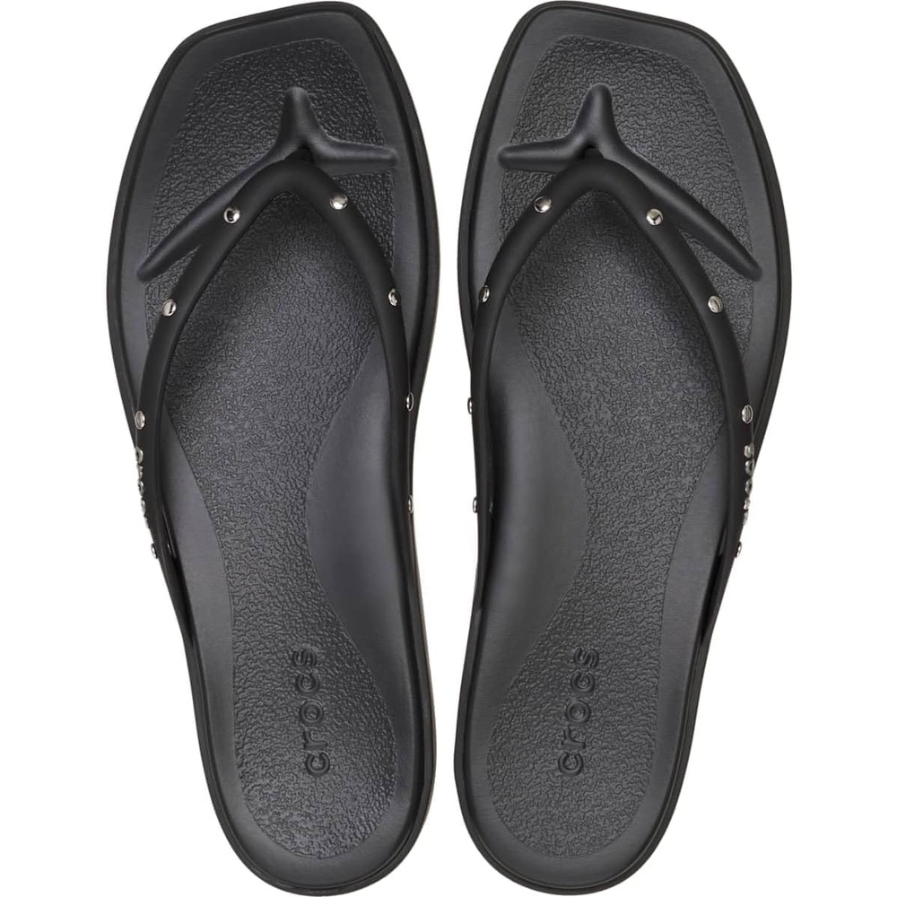 image:imageCrocs Womens Miami Flip Flops Square Toe Flat 360 Degree Comfort Croslite Foam FootbedBlack Studs