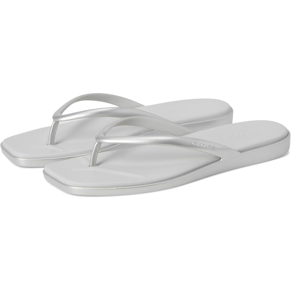 image:imageCrocs Womens Miami Flip Flops Square Toe Flat 360 Degree Comfort Croslite Foam FootbedSilver