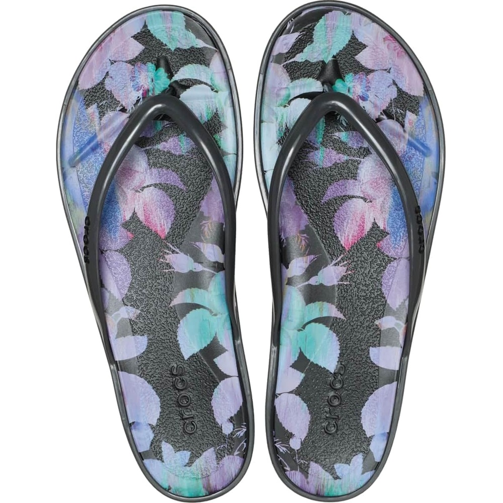 image:imageCrocs Womens Miami Round Toe Flip Flops  Flexible Straps  360 Degree Comfort  Croslite Foam FootbedBlack Sand