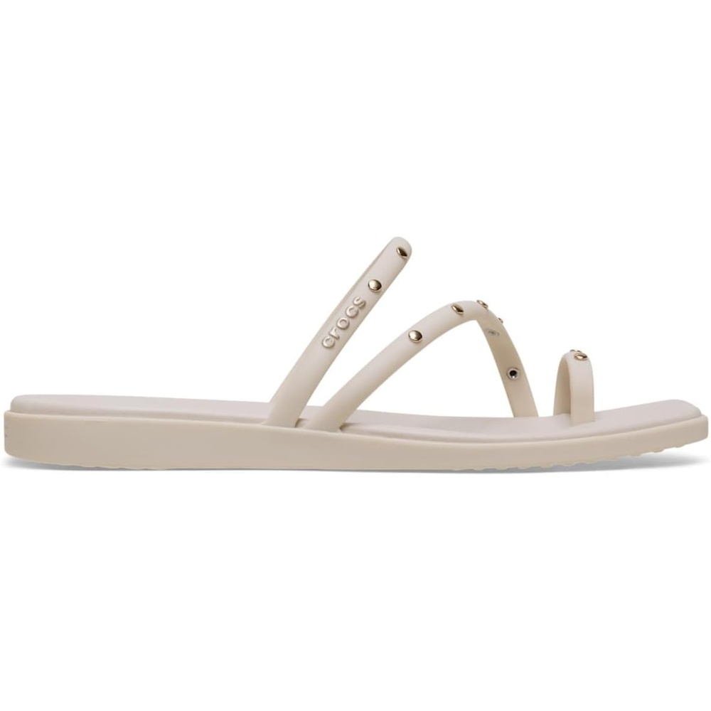 image:imageCrocs Womens Miami Toe Loop Sandals Square Toe Flat Flexible Straps Croslite Foam FootbedAlmond Tint