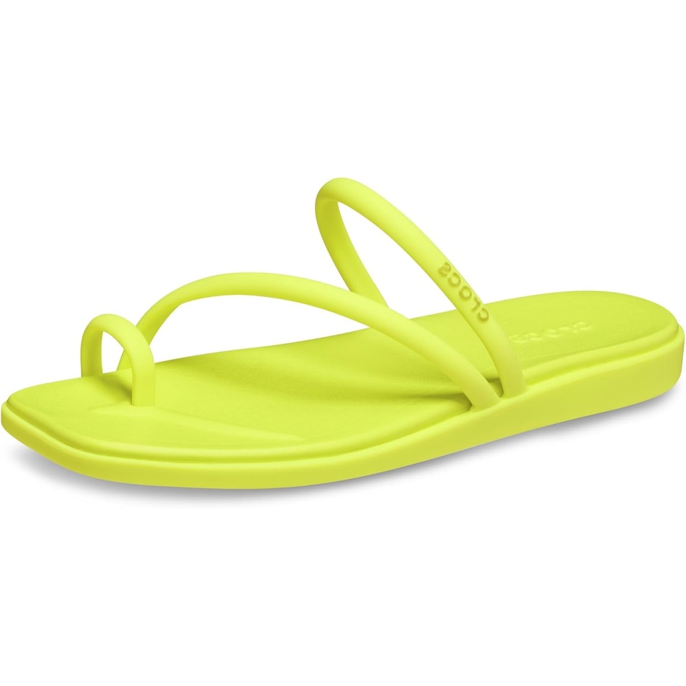 image:imageCrocs Womens Miami Toe Loop Sandals Square Toe Flat Flexible Straps Croslite Foam FootbedCitrus