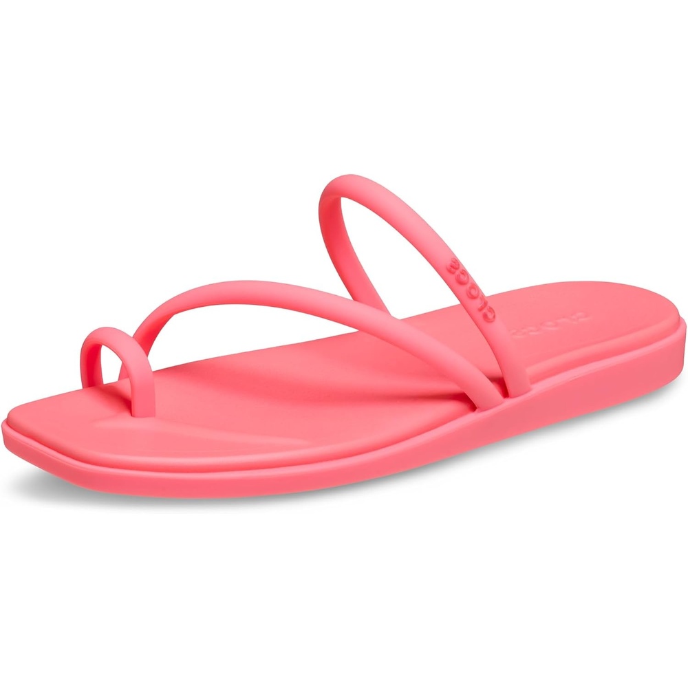 image:imageCrocs Womens Miami Toe Loop Sandals Square Toe Flat Flexible Straps Croslite Foam FootbedGuava