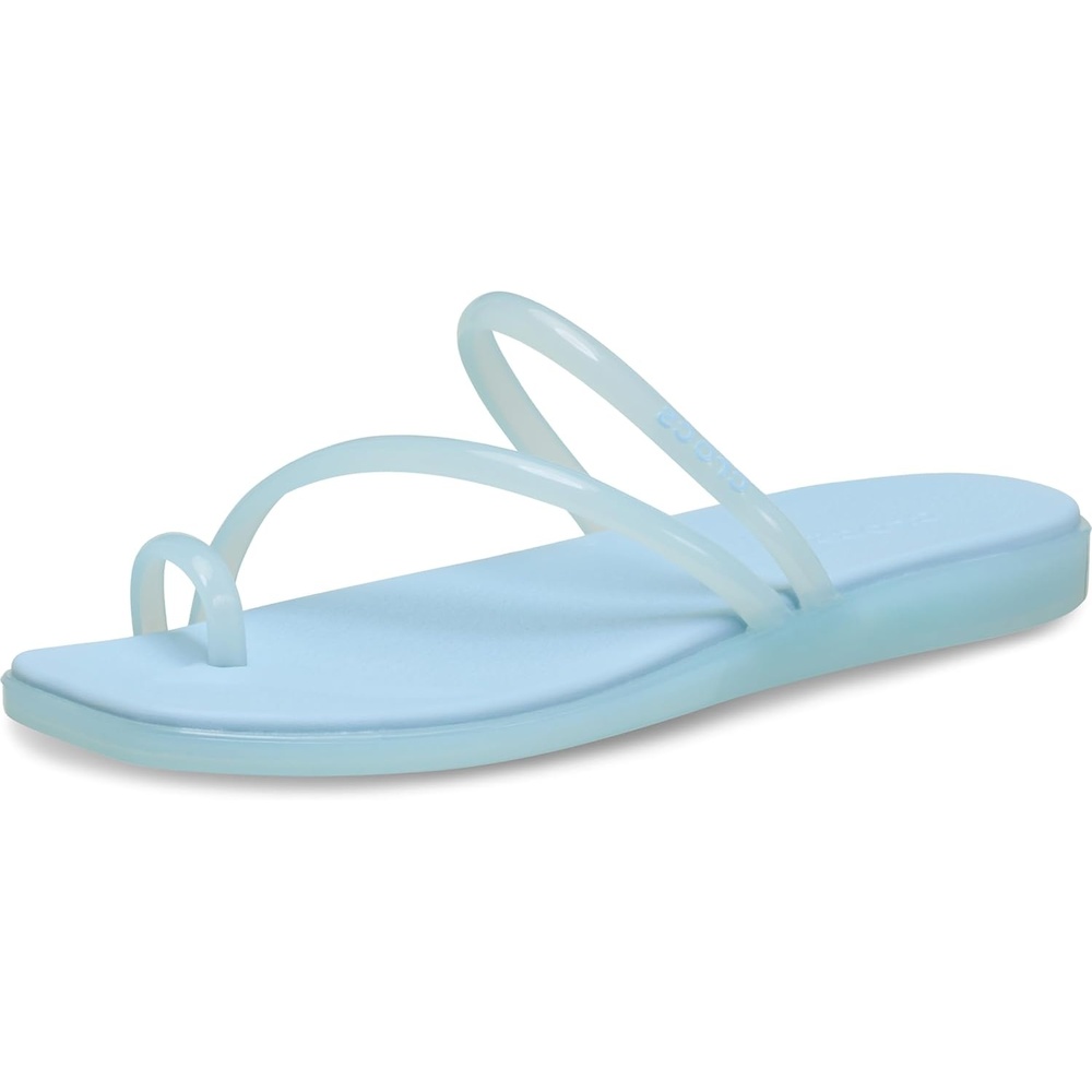 image:imageCrocs Womens Miami Toe Loop Sandals Square Toe Flat Flexible Straps Croslite Foam FootbedSky Blue Jelly