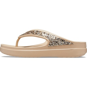 Crocs Sloane Embellished Wedge Flip Flops | Sandals for Women(Gold Glitter)