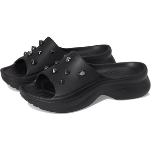 Crocs Women’s Bae Slide Platform Sandals(Black Studded)