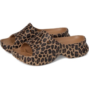 Crocs Women’s Bae Slide Platform Sandals(Sepia/Leopard)