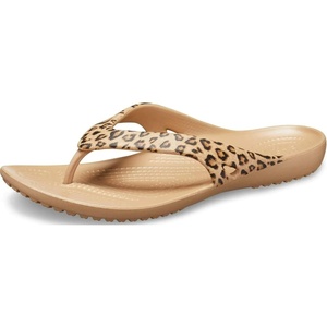 Crocs Women’s Kadee II Flip Flops(Leopard/Gold)