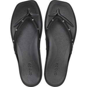 Crocs Women’s Miami Flip Flops | Square Toe Flat | 360 Degree Comfort | Croslite Foam Footbed(Black Studs)