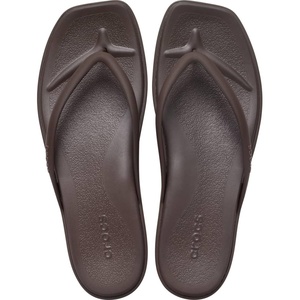Crocs Women’s Miami Flip Flops | Square Toe Flat | 360 Degree Comfort | Croslite Foam Footbed(Coffee)