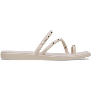 Crocs Women’s Miami Toe Loop Sandals | Square Toe Flat | Flexible Straps | Croslite Foam Footbed(Almond Tint)